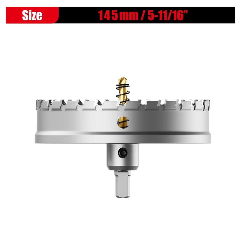 GSTK Upgraded Heavy Duty Carbide Hole Saw 145mm|5-11/16",Metal Steel Hole Saw Drill Bit,TCT Hole Cutter-Alloy Hardness Upgraded, Life Upgraded, Ideal for Stainless Steel, mild Steel, Iron, Copper,etc - Image 2